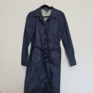 DKNY Dark Blue Trench Coat with Belt